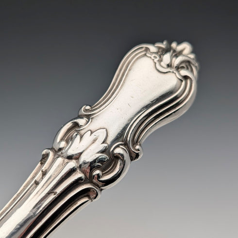 Circa 1852 British antique sterling silver handle fish server pair in case by John Gilbert