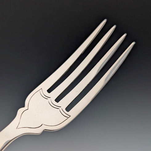 1923年 英国アンティーク 総純銀製 フィッシュカトラリーセット 6ペア 計653g 木箱入り Alexander Clarke