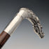 Antique British brown shaft sterling silver horsehead handle walking stick 92cm Emma Blumenstein