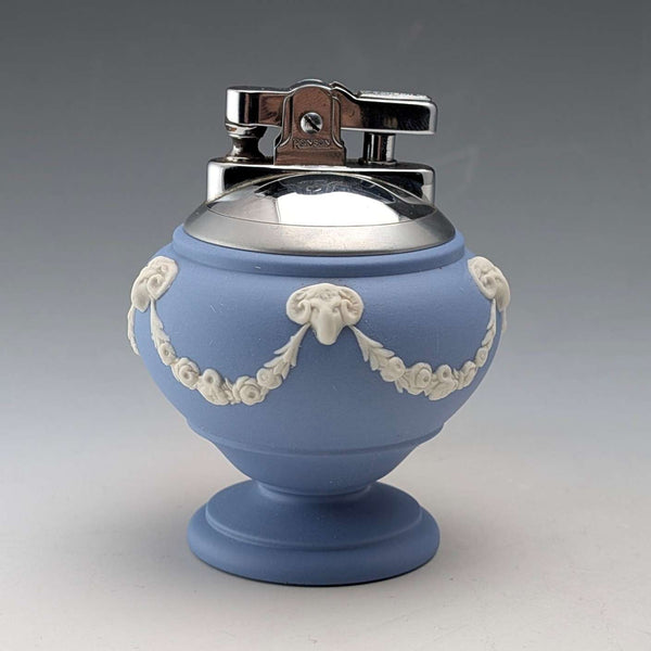 British vintage Wedgwood Jasperware Ronson oil lighter, vase shape