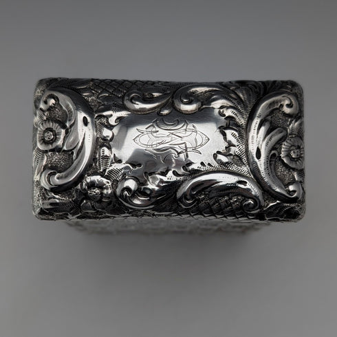 1901 British antique square cut glass jar with pure silver lid The Alexander Clark