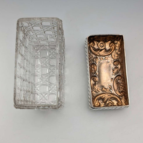 1901 年英國古董方形切割玻璃罐,配上純銀蓋,亞歷山大克拉克