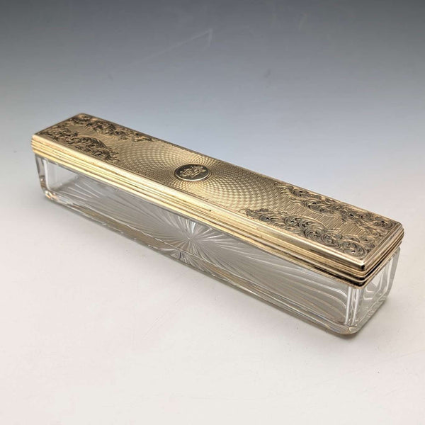 1843 年英國古董鍍金銀蓋玻璃飾品盒,威廉尼爾製作