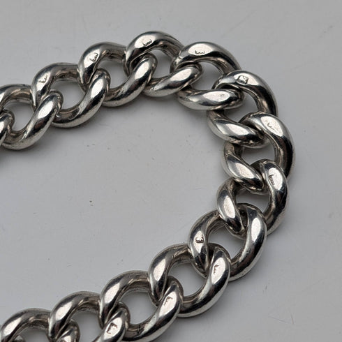 約 1900 年英國古董純銀超厚阿爾伯特鏈 71 克烏龜吊飾錶鍊