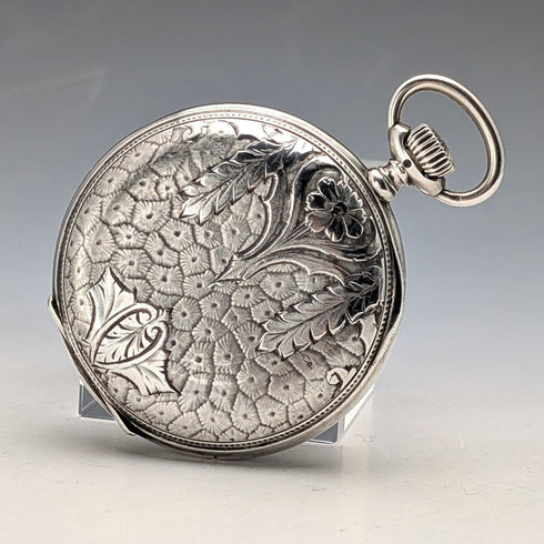 Circa 1926 Antique Longines Pocket Watch, Silver Hunter Case, Arabic Indexes, Good Working Condition