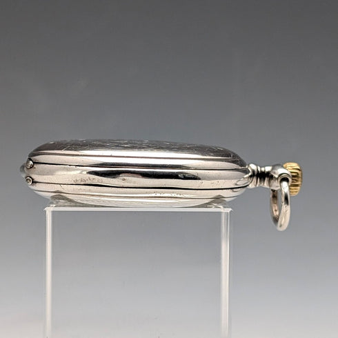 Circa 1911 Antique Longines Pocket Watch Silver Side Hunter Case Roman Index Good Working Condition