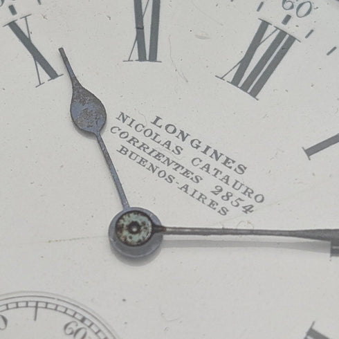 Circa 1911 Antique Longines Pocket Watch Silver Side Hunter Case Roman Index Good Working Condition