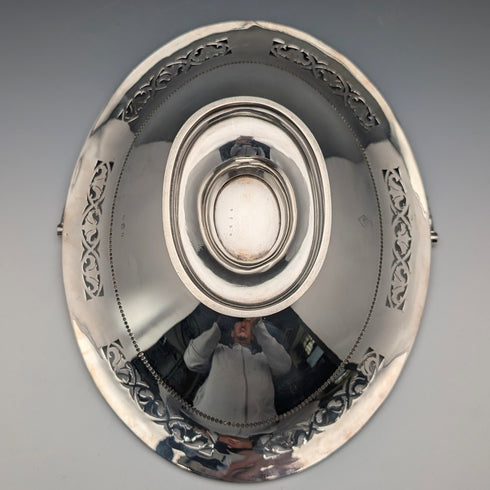 1870年 英国アンティーク シルバープレート製 可動ハンドルバスケット Thomas Bradbury&Sons