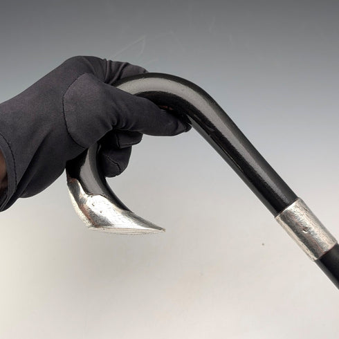 1903年英國古董黑軸彎柄純銀裝飾手杖92厘米