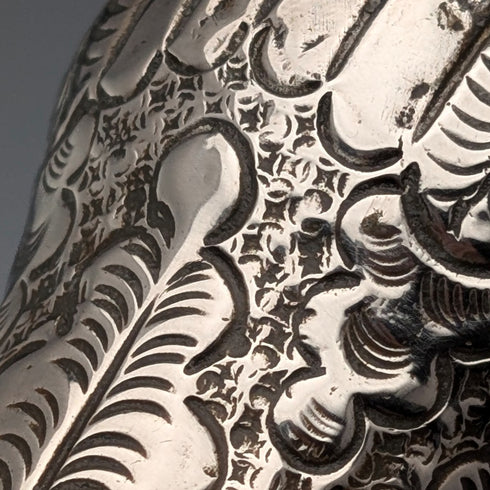 約 1900 年古董黑桿純銀圓柄手杖 88 厘米