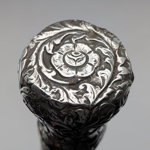 約 1900 年古董馬六甲桿純銀圓柄手杖 90 厘米