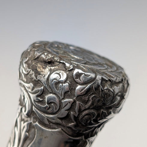 約 1900 年古董馬六甲桿純銀圓柄手杖 90 厘米