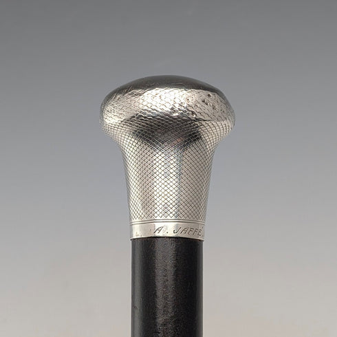 1921 年 Rikuni 古董黑桿純銀圓柄手杖 91 厘米