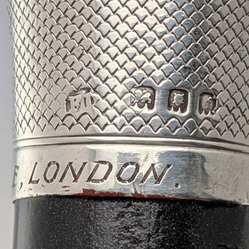 1921 年 Rikuni 古董黑桿純銀圓柄手杖 91 厘米