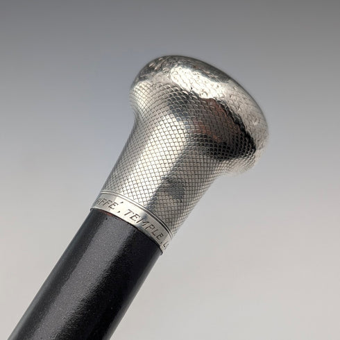 1921 年 Rikuni 古董黑桿純銀圓柄手杖 91 厘米