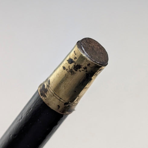 1921 年 Rikuni 古董黑桿純銀圓柄手杖 91 厘米