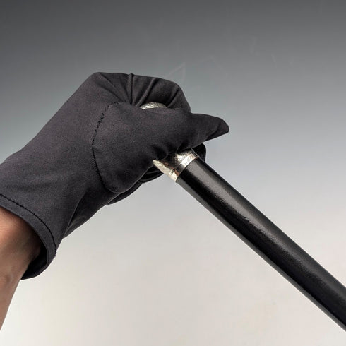 1921 年 Rikuni 古董黑桿純銀圓柄手杖 91 厘米