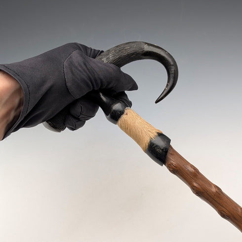 復古麂皮角和腿柄男士手杖棕色桿 91 厘米