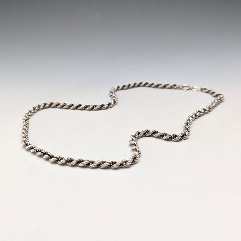 英国ヴィンテージ 純銀製 ツイストチェーン ネックレス46cm 12g NJS
