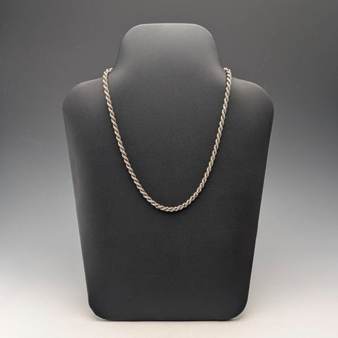 英国ヴィンテージ 純銀製 ツイストチェーン ネックレス46cm 12g NJS