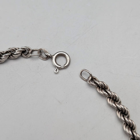 英国ヴィンテージ 純銀製 ツイストチェーン ネックレス46cm 12g NJS