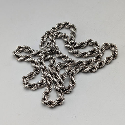 英国ヴィンテージ 純銀製 ツイストチェーン ネックレス46cm 12g NJS