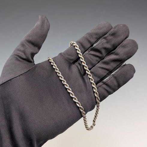 英国ヴィンテージ 純銀製 ツイストチェーン ネックレス46cm 12g NJS