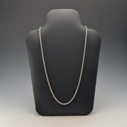 英国ヴィンテージ 純銀製 ツイストチェーン ネックレス62cm 16g JM