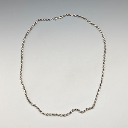 英国ヴィンテージ 純銀製 ツイストチェーン ネックレス62cm 16g JM
