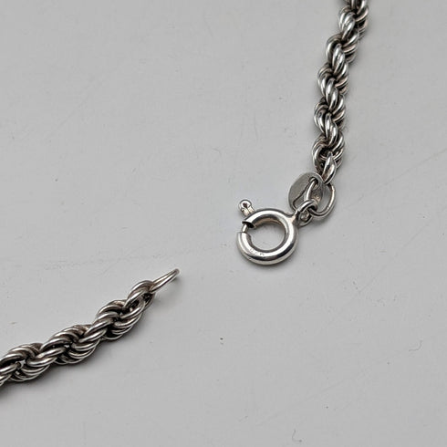 英国ヴィンテージ 純銀製 ツイストチェーン ネックレス62cm 16g JM
