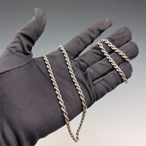 英国ヴィンテージ 純銀製 ツイストチェーン ネックレス62cm 16g JM