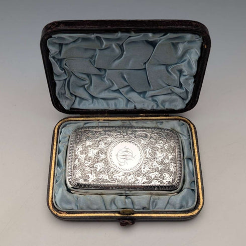 1880年 英国アンティーク 純銀製 シガレットケース 51g ケース入 Hilliard&Thomason