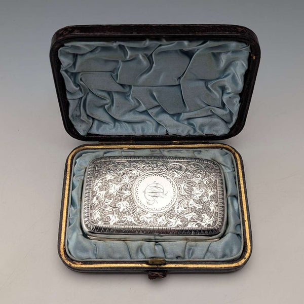 1880 年英國古董純銀煙盒,51 克,附盒,Hilliard & Thomason