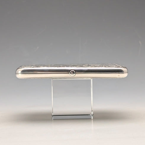 1895 British antique sterling silver double door card case, 123g, Deakin & Francis