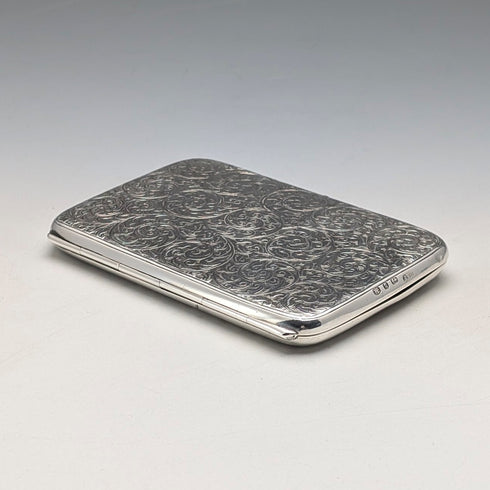 1895 British antique sterling silver double door card case, 123g, Deakin & Francis