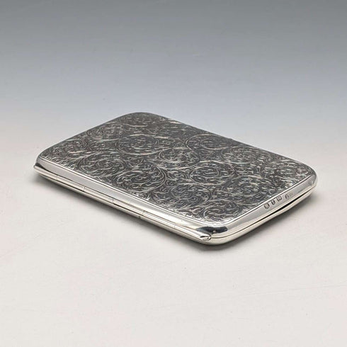 1895 British antique sterling silver double door card case, 123g, Deakin & Francis