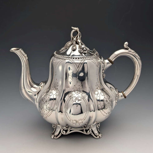 19世紀末英國古董銀盤茶壺 Shaw & Fisher