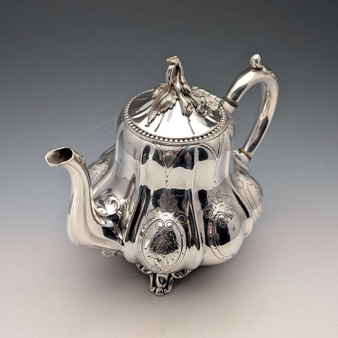 19世紀末英國古董銀盤茶壺 Shaw & Fisher