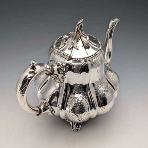 19世紀末英國古董銀盤茶壺 Shaw & Fisher