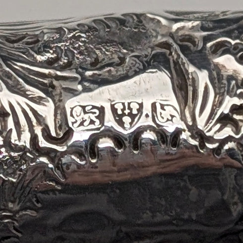 1906年英國古董棕色軸,彎曲手柄,純銀裝飾,手杖,80厘米