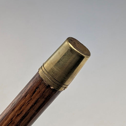 1906年英國古董棕色軸,彎曲手柄,純銀裝飾,手杖,80厘米