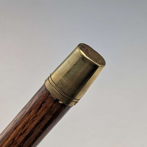 1906年英國古董棕色軸,彎曲手柄,純銀裝飾,手杖,80厘米
