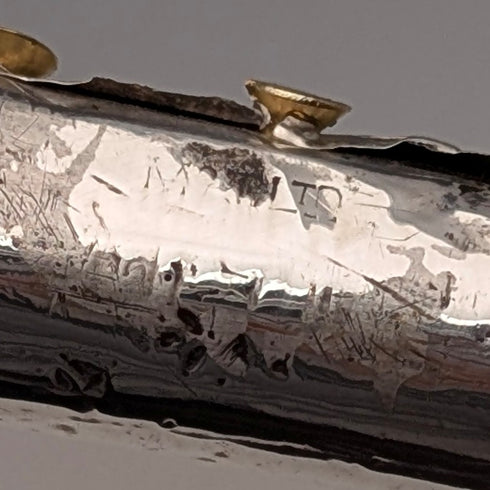 1930年頃 英国ヴィンテージ ブラウンシャフト 曲がりハンドル 純銀装飾 ステッキ 杖 89cm