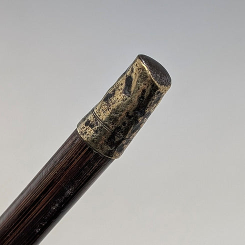 1930年頃 英国ヴィンテージ ブラウンシャフト 曲がりハンドル 純銀装飾 ステッキ 杖 89cm