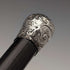 1889 British antique black shaft sterling silver rondelle handle lightweight walking stick 88cm