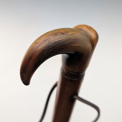 復古馬六甲藤條桿角柄小拐杖手杖 63 厘米