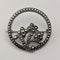 Vintage Sterling Silver Marcasite Floral Round Brooch
