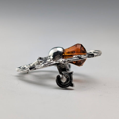 英國復古純銀琥珀石圓形胸針 Ward Brothers