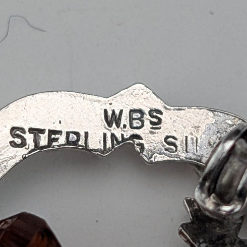 英國復古純銀琥珀石圓形胸針 Ward Brothers