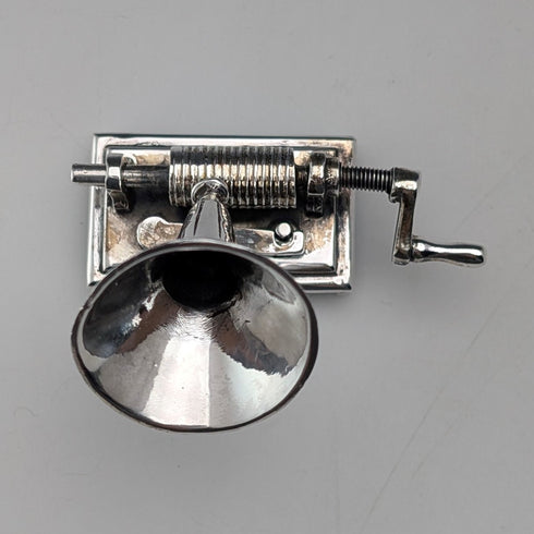 イタリア ヴィンテージ 純銀製 グラモフォン蓄音機 ミニチュア 31g MEDUSA ORO